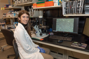 Axolotl Biologix employee at her workstation